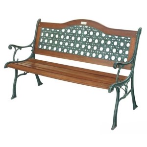 PANCHINA RATTAN ARC IN GHISA VERNICIATA E LEGNO 126X60 ARREDO ESTERNO