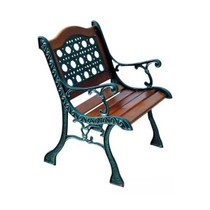 POLTRONA RATTAN ARC IN GHISA VERNICIATA E LEGNO 61X60 ARREDO ESTERNO