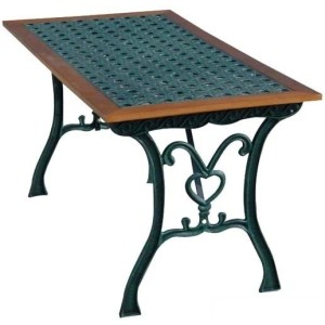 TAVOLO RATTAN ARC IN GHISA VERNICIATA E LEGNO 110X55X60H ARREDO ESTERNO