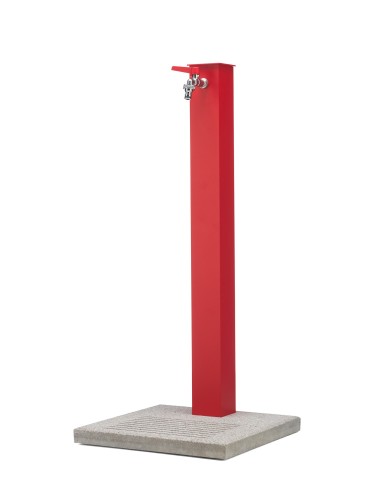 Fontana da Giardino con Rubinetto e Base in Cemento Colore Rosso H91 Cm