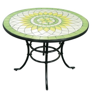TAVOLO LIMONAIA MOSAICO IN ACCIAIO DECORAZIONI AD INTARSIO D.92X72H