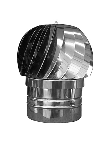 FUMAIOLO VENTOLINO INOX CAPPELLOTTO GIREVOLE TONDO CM.12 COMIGNOLO TUBO STUFA