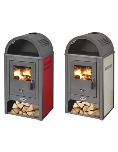 STUFA A LEGNA 10Kw KAMIN DE LUXE ROSSO 48x45xH100 CM