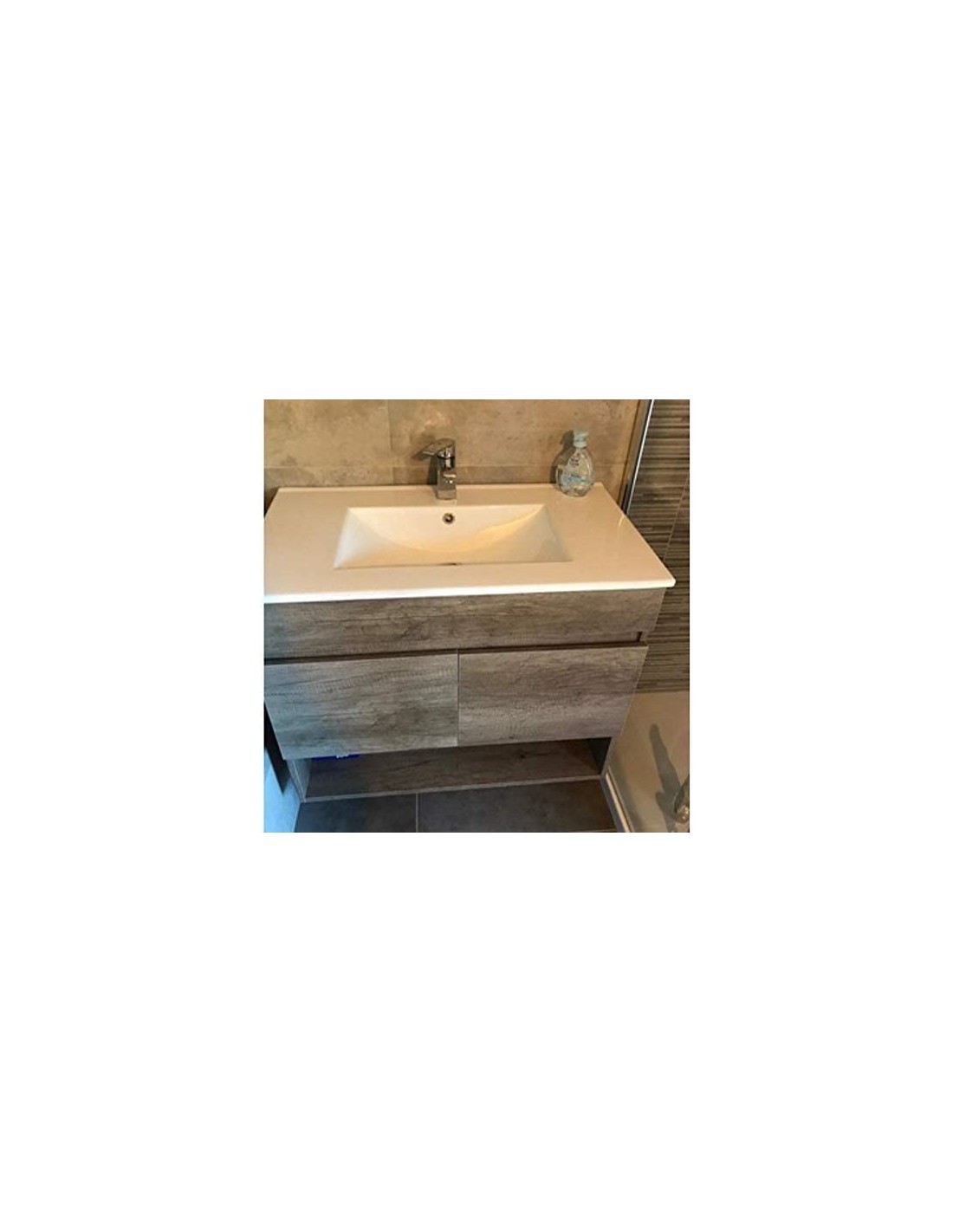 Mobile bagno dakota 2 ante cm.80x45x64h colore rovere con Lavabo e Specchio