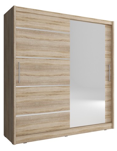 ARMADIO CON SPECCHIO PER CAMERE DA LETTO SERIE MAJA 180x62x200h ROVERE