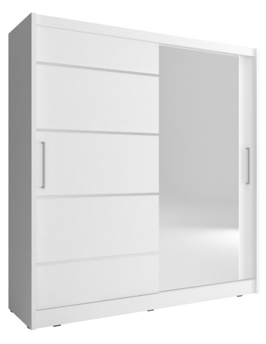 ARMADIO CON SPECCHIO PER CAMERE DA LETTO SERIE MAJA 180x62x200h BIANCO OPACO