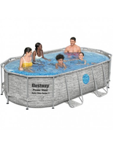 Piscina Fuori Terra Bestway 56714 Con Oblò Swim Vista Ovale 427x250x100 cm