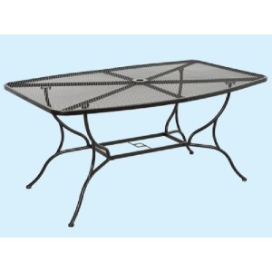 TAVOLO MANGO IN ACCIAIO PIANO GRIGLIATO FORO OMBRELLONE 151X97X72H