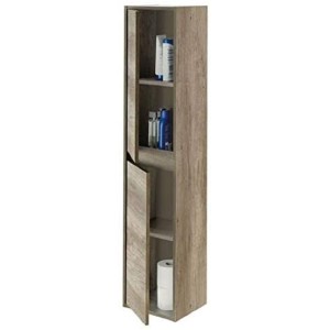 Mobile Bagno cm 80 Rovere venato con lavabo, specchio e colonna inclusi