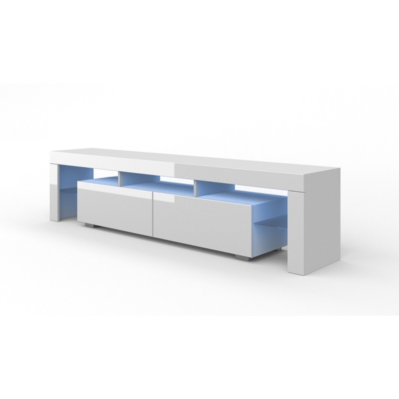 Mobile TV 190x45hx35 Cm Bianco opaco con led integrato e 2 vani Mobile TV 190x45hx35 Cm Bianco opaco con led integrato e 2 vani