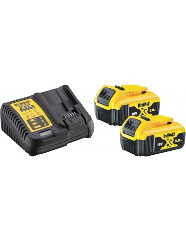 DeWalt  2 Batterie agli ioni di litio XR da 5,0 Ah, 18 V con caricatore caricabatteria DCB115 DCB184