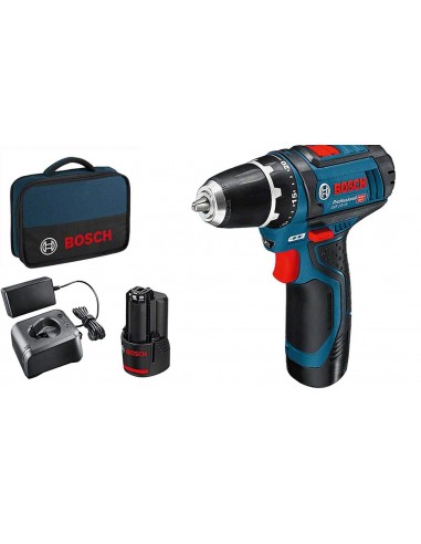 Bosch Trapano Avvitatore 12V con 2 batterie 2,0 Ah + caricabatterie,in borsa