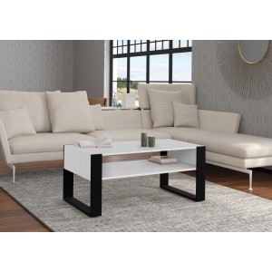 Tavolo Tavolino da caffè con doppio ripiano 110x48Hx60