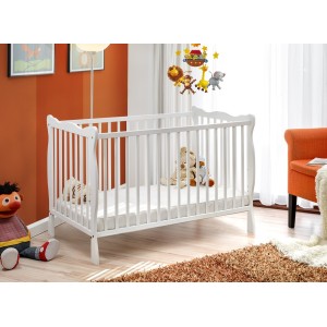 Letto culla bambini neonati 124x82x71 Cm in legno di pino Ala colore Bianco