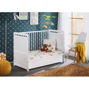 Letto culla bambini con cassetto che si traforma in letto singolo in legno di pino