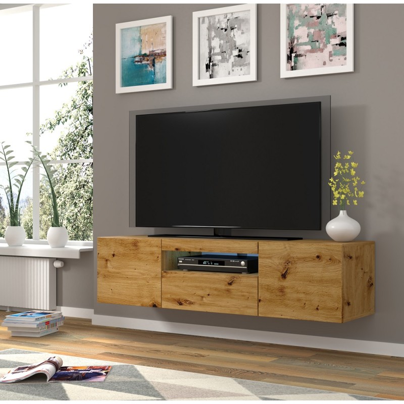 Mobile TV sospeso o a terra Led Incluso 150x42/36x37 Cm STAND AURA Rovere Mobile TV sospeso o a terra Led Incluso 150x42/36x37 Cm STAND AURA Rovere