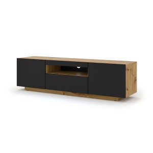 Mobile TV sospeso o a terra 150x42/36x37 Cm STAND AURA struttura Rovere e frontali Nero opaco
