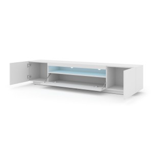 Mobile TV sospeso o a terra Led Incluso 200x42/36x37 Cm STAND AURA Bianco opaco