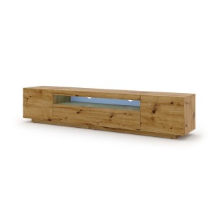 Mobile TV sospeso o a terra Led incluso 200x42/36x37 Cm STAND AURA Rovere