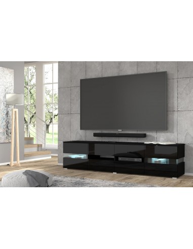 Mobile soggiorno porta tv VIPER  cm186x39x45h nero opaco frontale nero lucido