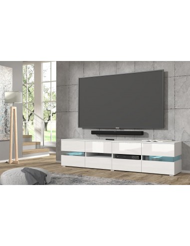 Mobile soggiorno porta tv VIPER  cm186x39x45h bianco opaco frontale bianco lucido