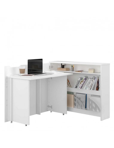 Lenart scrivania richiudibile Off. Consus cm115x27-136x93H sinistro Bianco Lucido