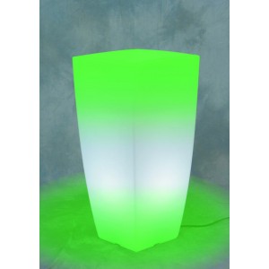 VASO HOME LIGHT QUADRO BIANCO CON LUCE VERDE GIARDINO ARREDO ESTERNO