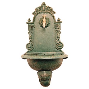 FONTANA A PARETE IN GHISA ANTICHIZZATA CM.43X60XP24 COLORE VERDE