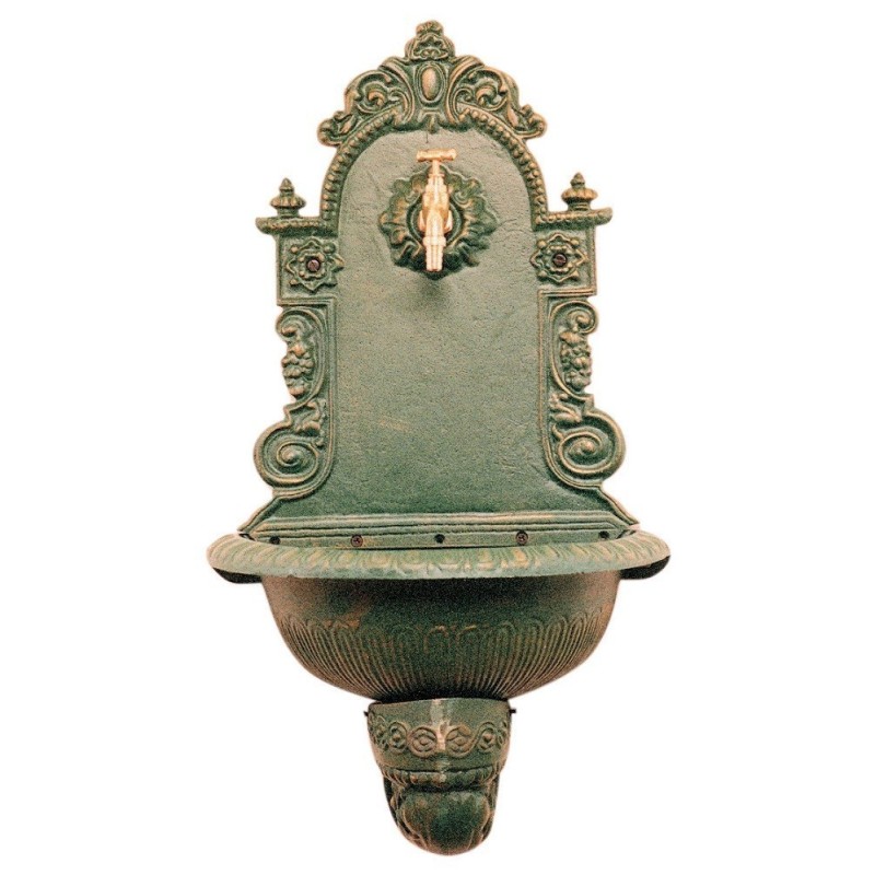FONTANA A PARETE IN GHISA ANTICHIZZATA CM.43X60XP24 COLORE VERDE FONTANA A PARETE IN GHISA ANTICHIZZATA CM.43X60XP24 COLORE VERDE