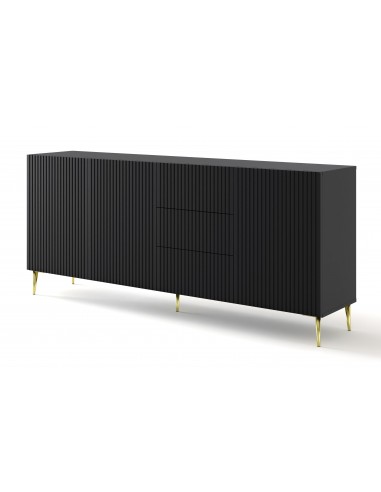 BIM FORNITURE mobile tv soggiorno RAVENNA cm 200x42x87H Nero opaco piedi oro