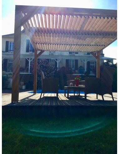 Pergola in Legno Trattato Alta Temperatura con Veneziane Mobili 341x313xh217