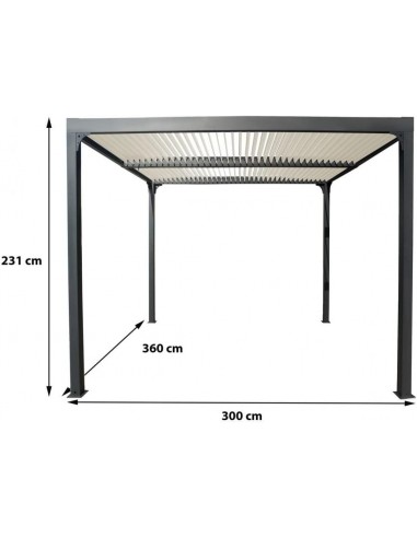 Pergola Foresta bioclimatica gazebo alluminio, Tetto Ecru,apertura manuale, 360x300