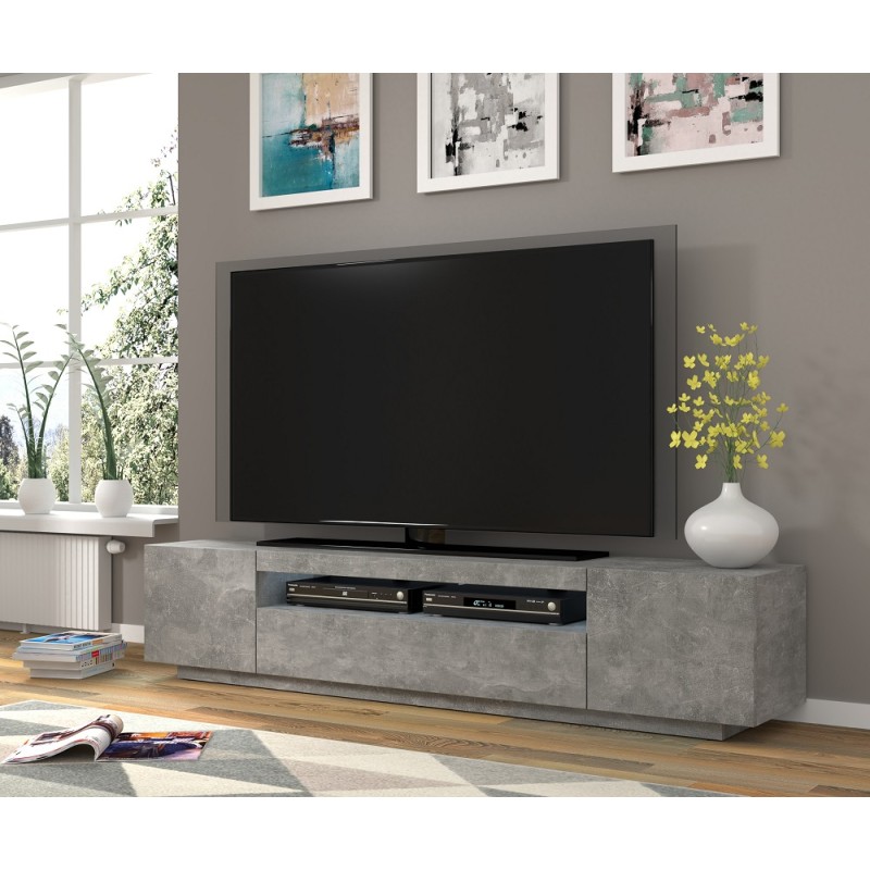 Mobile TV sospeso o a terra Led Incluso 200x42/36x37 Cm STAND AURA color Cemento Mobile TV sospeso o a terra Led Incluso 200x42/36x37 Cm STAND AURA color Cemento