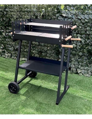 BARBECUE A CARBONE MOD.STEAK HOUSE CON GIRARROSTO E RUOTE CM.60X45X90H FORNACELLA