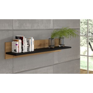 Scaffale sospeso Mensola NUKA 100x20x19cm Libreria a parete in rovere e nero opaco