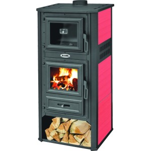 STUFA A LEGNA 13KW  KALOROSA  CON FORNO ROSSO 49x46xH116 cm