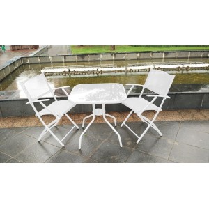 SET TAVOLO MERCURIO 70X70X75H CON 2 SEDIE RICHIUDIBILI ACCIAIO GIARDINO