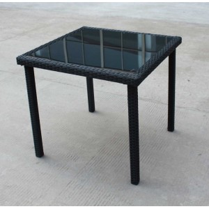 TAVOLO POLIRATTAN EDERA 80X80X74H CON VETRO ARREDO GIARDINO PISCINA