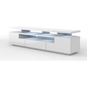 Mobile TV EVA con LED integrato 195x42x51H Cm struttura bianco opaco frontali bianco lucido