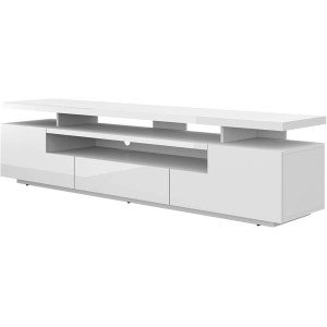 Mobile TV EVA 195x42x51H Cm struttura bianco opaco frontali bianco lucido