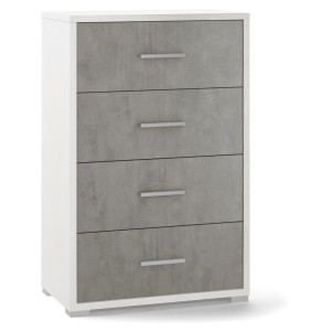 MOBILE CASSETTIERA 4 H110 L71 P41 Cm STRUTTURA BIANCO FRONTALE CEMENTO SARMOG