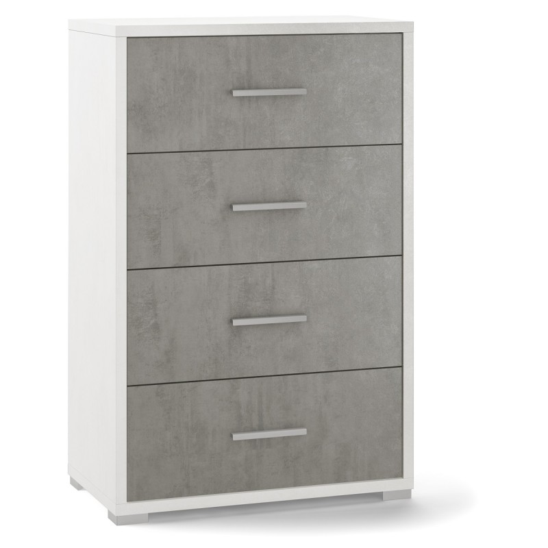 MOBILE CASSETTIERA 4 H110 L71 P41 Cm STRUTTURA BIANCO FRONTALE CEMENTO SARMOG MOBILE CASSETTIERA 4 H110 L71 P41 Cm STRUTTURA BIANCO FRONTALE CEMENTO SARMOG