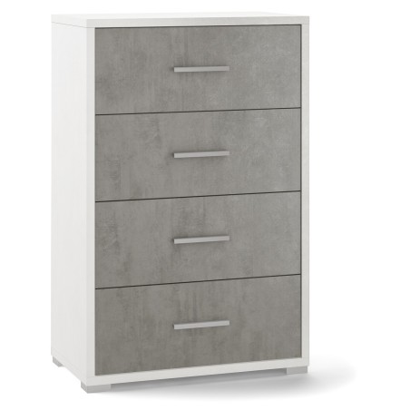 MOBILE CASSETTIERA 4 H110 L71 P41 Cm STRUTTURA BIANCO FRONTALE CEMENTO SARMOG