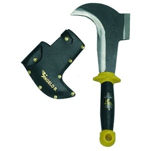 RONCOLA CAMPING IN ACCIAIO FORGIATO, MANICO IN PVC E CUSTODIA IN CUOIO