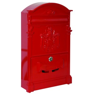 CASSETTA POSTALE VILLA ITALIA PER ESTERNO IN ALLUMINIO COLOR ROSSO L26xP9xH42 cm