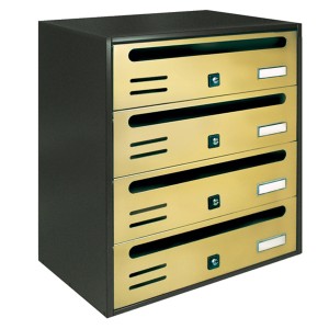 CASSETTA POSTALE CONDOMINIO ORIZZONT. MOD. CUBO COLOR GHISA E ORO 4 POSTI -C4RO