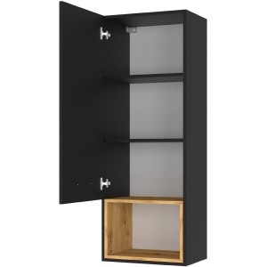 ARMADIETTO CREDENZA ANETTE SOGGIORNO 47X37X129cm NERO OPACO ROVERE