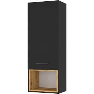 ARMADIETTO CREDENZA ANETTE SOGGIORNO 47X37X129cm NERO OPACO ROVERE