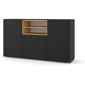 CASSETTIERA SOGGIORNO TV ANETTE DYNAMIC 24 151x44x86cm NERO OPACO ROVERE