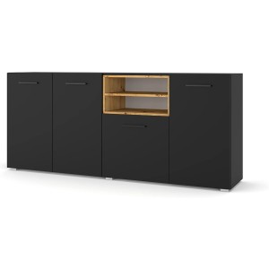 CASSETTIERA PORTA TV SOGGIORNO DYNAMIC24 ANETTE C 198x44x86cm NERO OPACO ROVERE